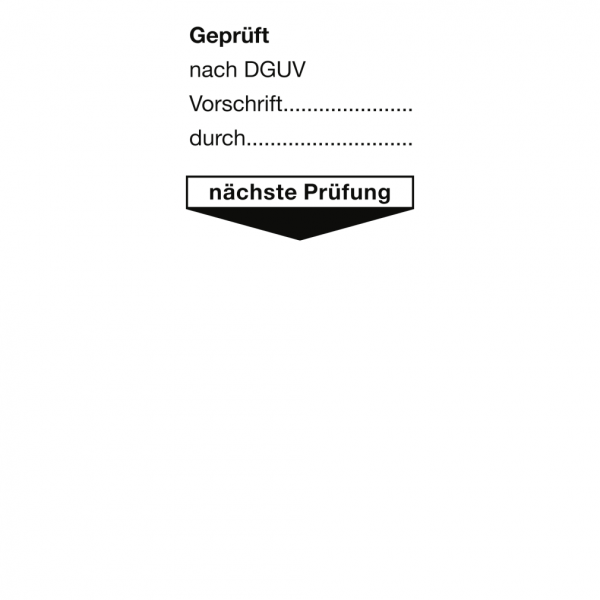 Dreifke® Aufkleber Grundplakette Gepr.nach DGUV Vorsch. d. nächste Prüfung,Folie,40x95 mm,10St./Bo.