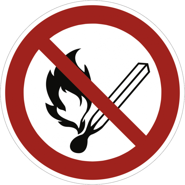 Dreifke® Alu-Schild &quot;Keine offene Flamme; Feuer, offene Zündquelle und Rauchen verboten&quot;, Ø31,5cm, 1 Stück, Gebotszeichen (P003) gem. ISO 7010