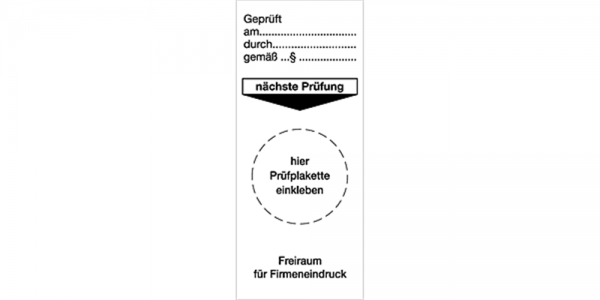 Dreifke® Aufkleber Grundplakette Gepr. am durch gemäß§ nächste Prüf.,Dokumentenf.,40x95mm,10St./Bo.