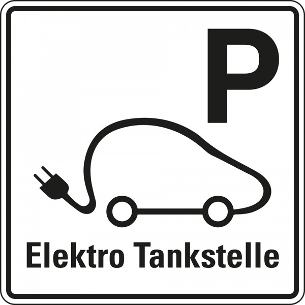 Schild I Hinweisschild Parkplatz Elektro Tankstelle, Aluminium RA0, 600x600mm