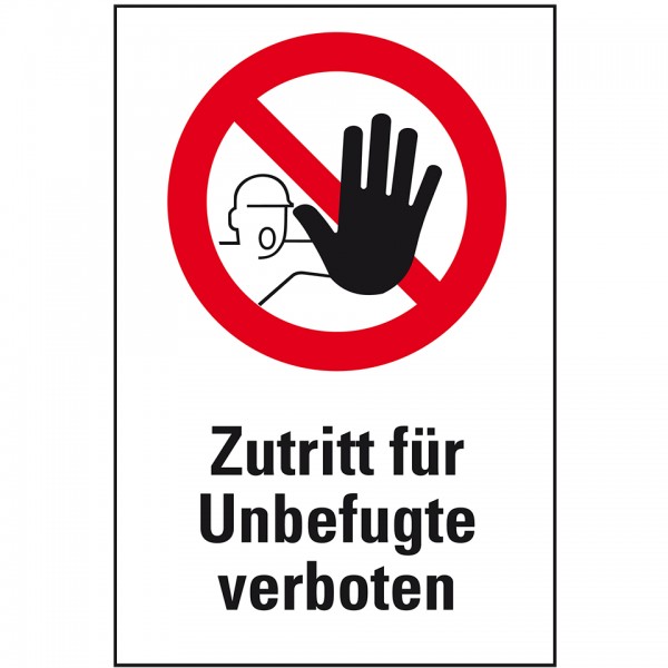 Dreifke® Schild I Verbots-Kombischild Zutritt für Unbefugte verboten, Aluminium, 300x200mm, ASR A1.3, DIN 4844 D-P006