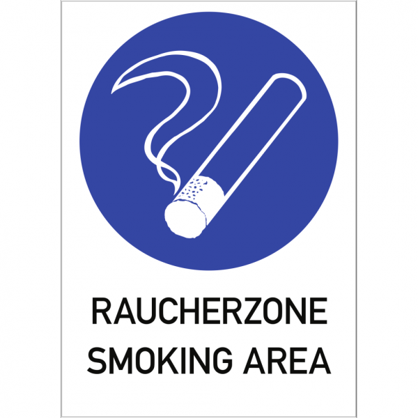 Dreifke® Alu-Schild &quot;Rauchen gestattet&quot;, 21x29,7cm (BxH), 1 Stück, Praxisbewährtes Gebotszeichen mit Text: Raucherzone Smoking Area