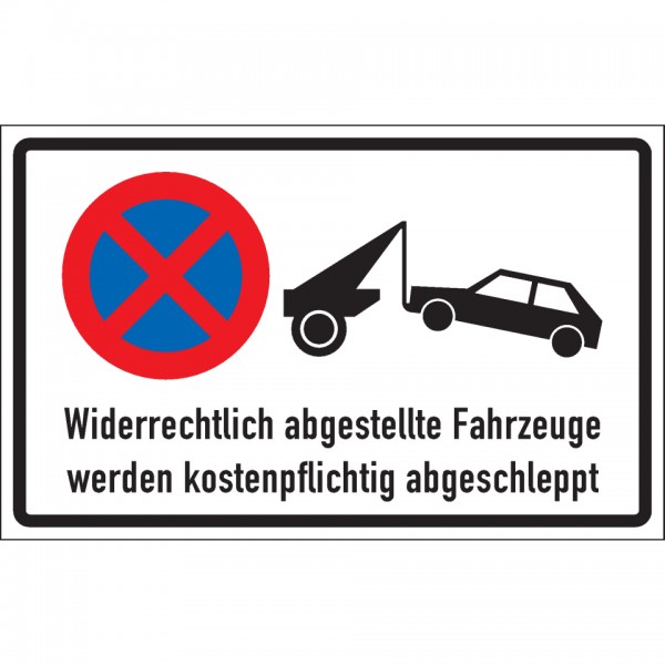 Dreifke® Schild I Haltverbotschild Widerrechtlich abgestellte Fahrzeuge..., Aluminium, 400x250mm