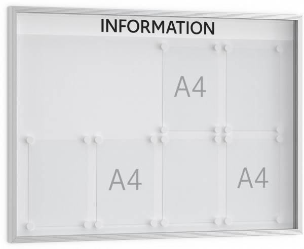 Mit System perfekt kommunizieren: ORGASTAR Standard-Tafel M - 10 x DIN A4 - Einseitig - 40 mm Bautiefe - Vitrine