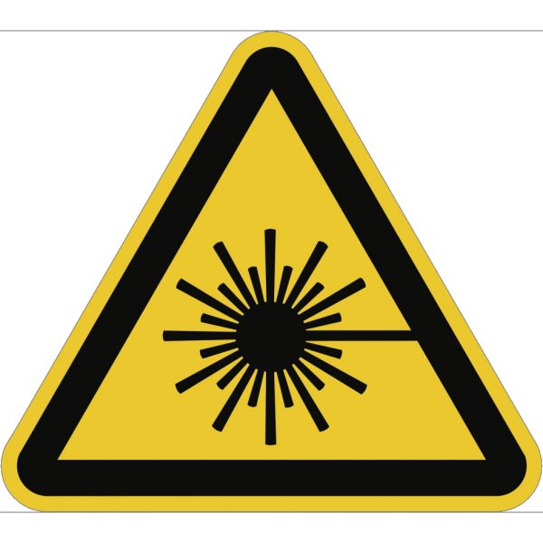 Schild Warnung vor Laserstrahl ISO 7010, Kunststoff, 200 mm SL
