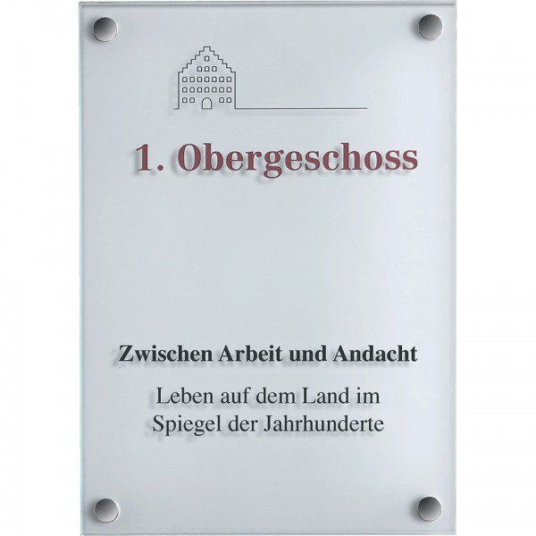Schild I Raumschild Galerie, ESG-Glas, 297x210 mm, Lieferung inkl.Befestigungsmaterial