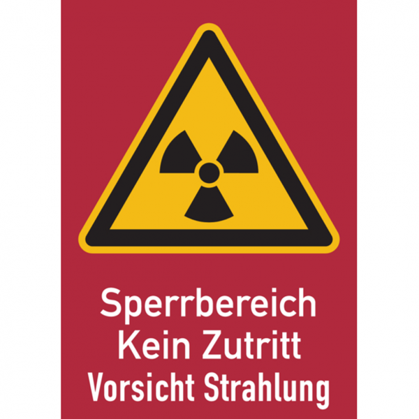 Dreifke® Warnschild Strahlenschutz Sperrbereich - Kein Zutritt - Vorsicht Strahlung (WS 161) | Folie selbstklebend | 148x210 mm, 1 Stk