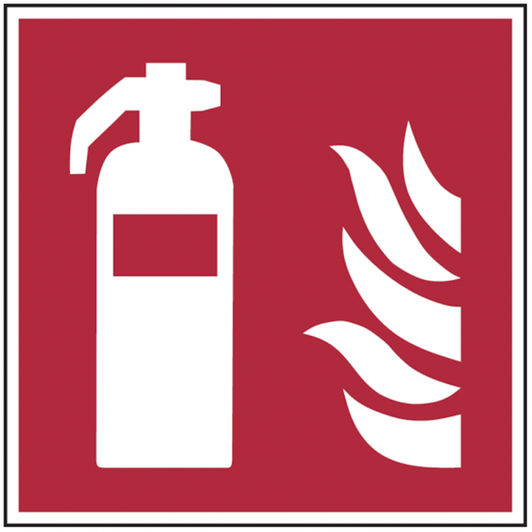 Dreifke® Brandschutzzeichen, Feuerlöscher F001 | Folie selbstklebend, langnachleuchtend | 100x100 mm | ASR A1.3 (DIN EN ISO 7010), 1 Stk