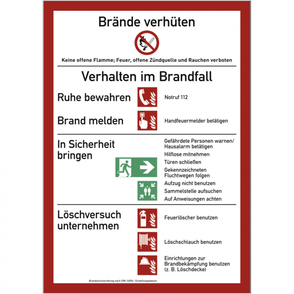 Dreifke® Schild Brandschutzordnung (mit Handfeuermelder), Teil A (2014), Kunststoff, 210x297 mm