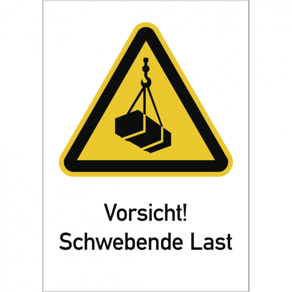 Dreifke® Vorsicht! Schwebende Last ISO 7010, Kombischild, Folie, 131x185 mm