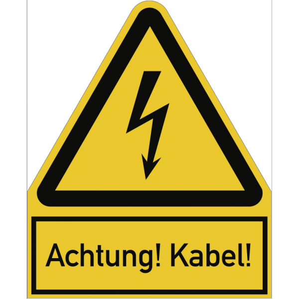 Dreifke® Schild Achtung! Kabel!, Kombischild, Kunststoff, 200x244 mm