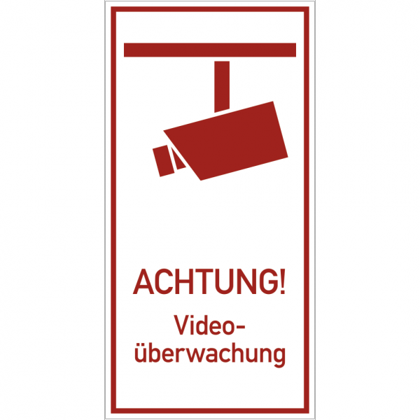 Dreifke® Schild ACHTUNG! Videoüberwachung, Alu, 200x400 mm