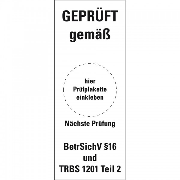 Dreifke® Aufkleber I Grundetikett für Rohrl. GEPRÜFT BetrSichV §16/TRBS 1201, Folie, 40x100mm, 5/Bogen