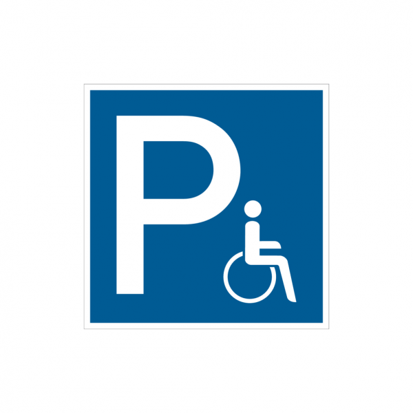 Dreifke® Parkplatzschild, Symbol Rollstuhlfahrer, Folie/Aluminium | Folie selbstklebend | 250x250 mm, 1 Stk