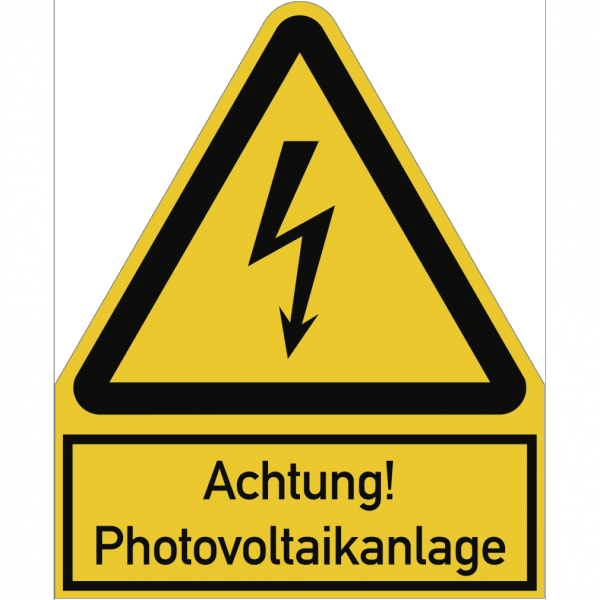 Dreifke® Achtung! Photovoltaikanlage ISO 7010, Kombischild, Alu, 200x244 mm