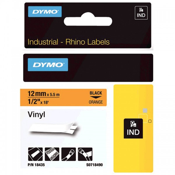 DYMO Vinylband, zur Markierung von Kabeln und Drähten, gelb, 19mm, 5,5m