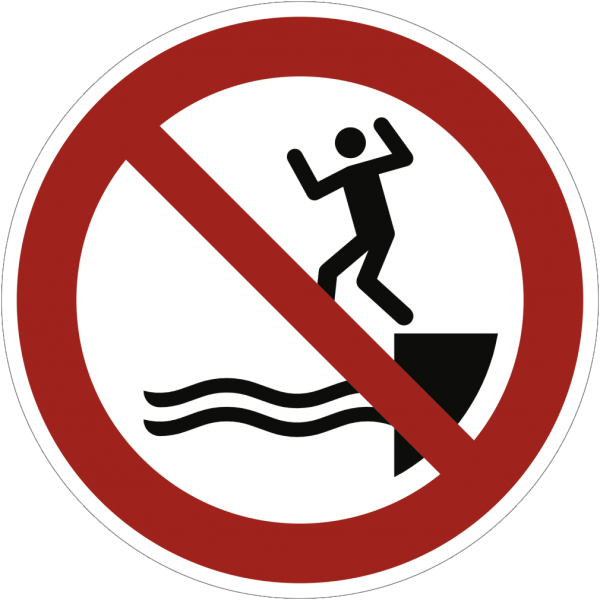 Dreifke® Alu-Schild &quot;In das Wasser springen verboten&quot;, Ø20cm, 1 Stück, Gebotszeichen (P061) gem. ISO 7010
