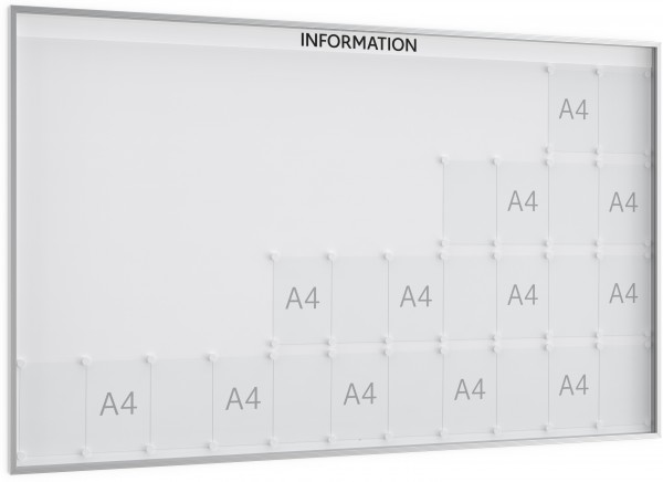 Mit System perfekt kommunizieren: ORGASTAR Standard-Tafel XXL - 44 x DIN A4 - Einseitig - 40 mm Bautiefe - Vitrine