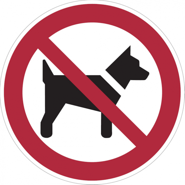 Dreifke® Alu-Schild, geprägt &quot;Mitführen von Hunden verboten&quot;, Ø30cm, 1 Stück, Gebotszeichen (P021) gem. ISO 7010