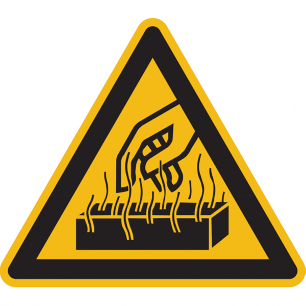 Dreifke® Warnschild, Warnung vor heißen Werkstoffen - praxisbewährt | Alu geprägt | 100mm, 1 Stk