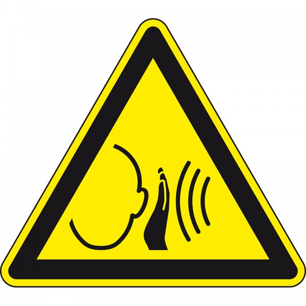 Dreifke® Schild I Warnschild Warnung vor unvermittelt lauten Geräusch, ISO/W038, Kunststoff, SL 200mm, DIN EN ISO 7010