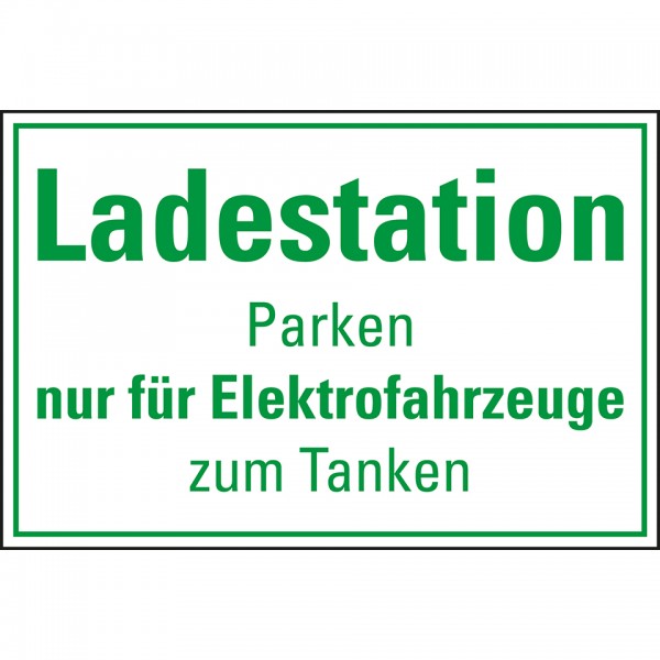 Dreifke® Schild I Hinweisschild Ladestation Elektrofahrzeug, Kunststoff, 300x200mm