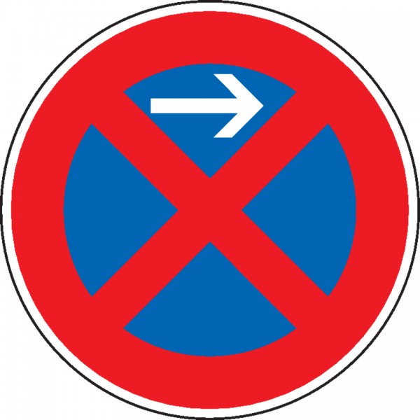 Schild I Verkehrszeichen Absolutes Haltverbot Anfang, Nr.283-10/21, links, Aluminium RA2, Ø 600mm, DIN 67520