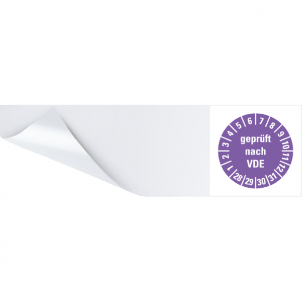Dreifke® Kabelprüfplakette geprüft nach VDE 28-31, violett, Folie, selbstkl., 57x25mm, 6 Stk.