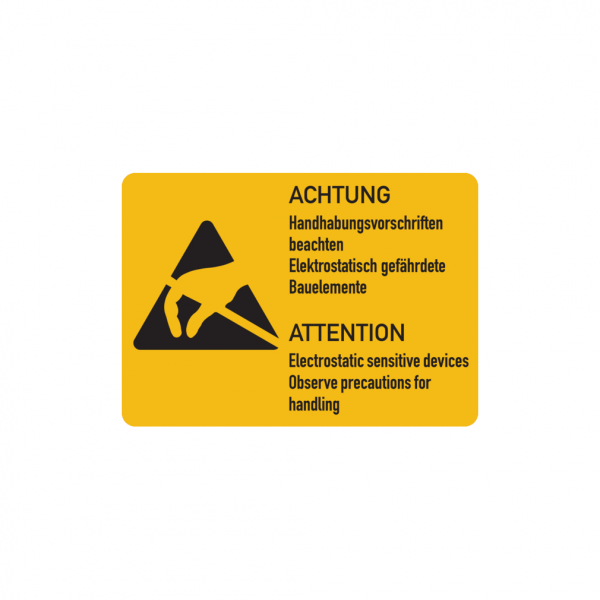 Dreifke® Hinweisschild, Handhabungsvorschriften beachten (Deutsch/Englisch), Folie | Folie selbstklebend | 52x37 mm, 500 Stk