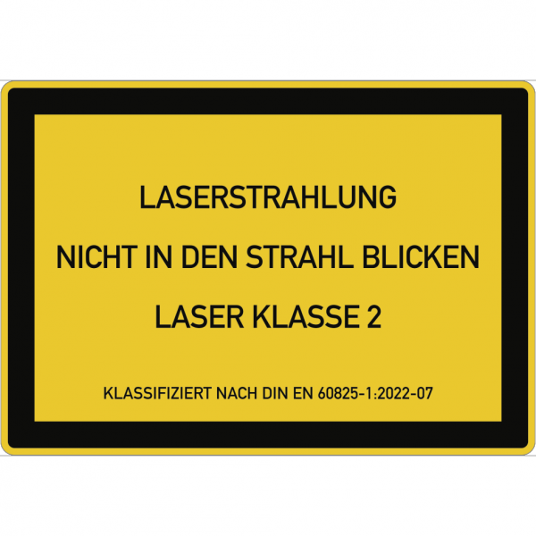 Dreifke® Aufkleber LASER KLASSE 2 DIN 60825-1, Textschild, Folie, 200x140 mm