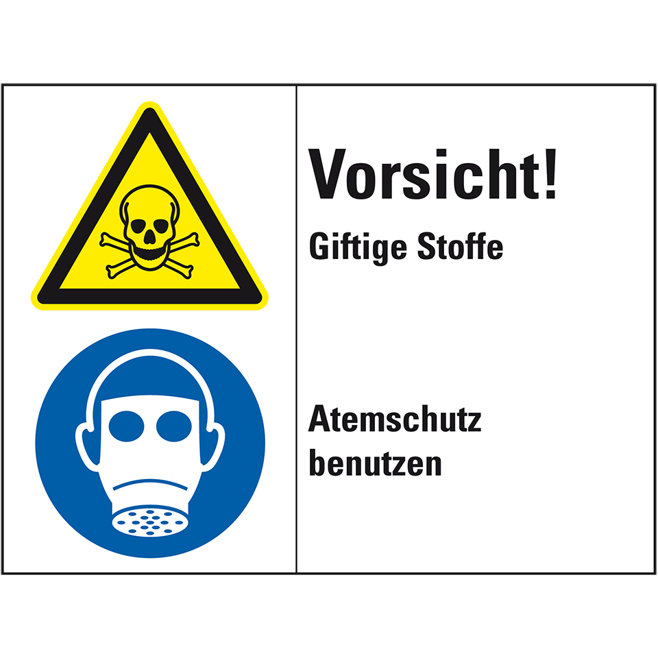 Warnschild Warnung vor giftigen Stoffen ASR/ISO Kunststoff SL 200mm 