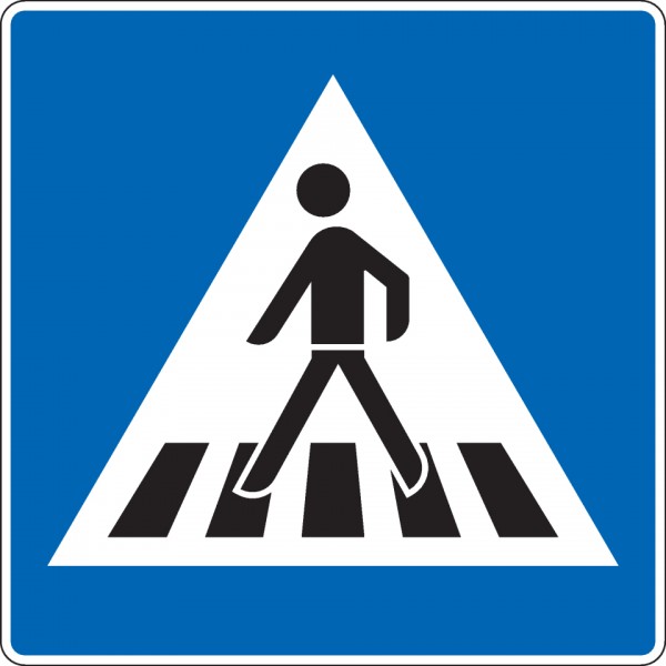 Schild I Verkehrszeichen Fußgängerüberweg rechts, Aluminium RA1, reflektierend, 600x600mm