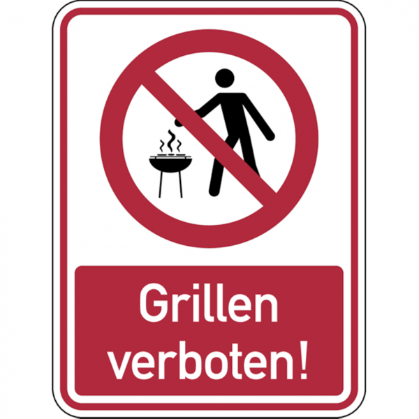 Dreifke® Hinweisschild, Grillen verboten - 300x400x2 mm Aluverbund