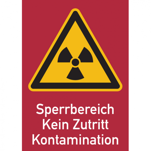 Dreifke® Warnschild Strahlenschutz Sperrbereich - Kein Zutritt - Kontamination (WS 163) | Folie selbstklebend | 148x210 mm, 1 Stk