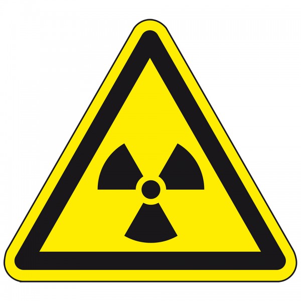 Dreifke® Aufkleber I Warnschild Warnung vor radioaktiven Stoffen..., Folie, SL 50mm, 10/Bogen, ASR A1.3, DIN EN ISO 7010 W003
