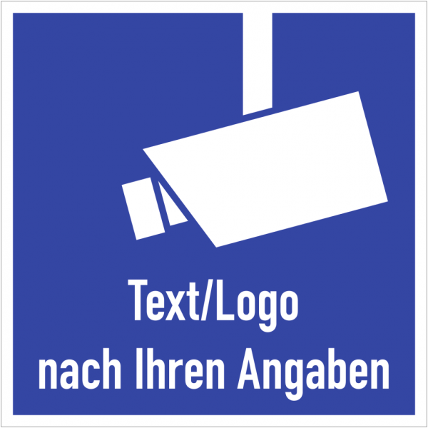 Dreifke® Schild Video-Infozeichen - Text und/oder Logo nach Ihren Angaben, Alu, 250x250 mm