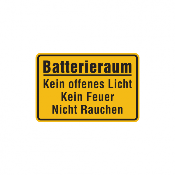 Dreifke® Hinweisschild, Batterieraum, gelb, 200 x 300 mm, Kunststoff, PVC 1 Stk.