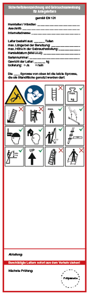 Prüfplaketten für Leitern