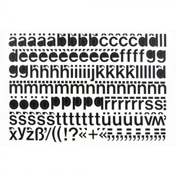 Aufkleber Kleinbuchstaben schwarz, Folie, 50 mm, 1 Bogen