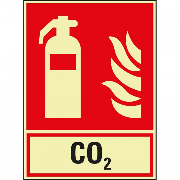 Schild I PERMALIGHT power langnachleuchtend Brandschutz-Kombischild Feuerlöscher CO2, Aluminium, 200x270mm, ASR ISO 7010 F001