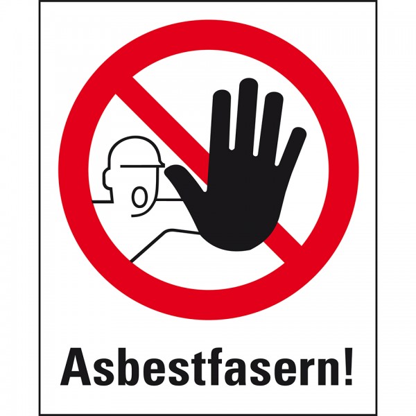 Dreifke® Schild I Hinweisschild Asbestfasern, TRGS, Pikto Kunststoff, 450x550mm, ASR A1.3, DIN 4844 D-P006