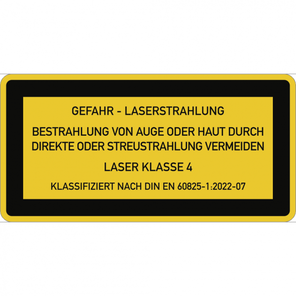 Dreifke® Aufkleber LASER KLASSE 4 DIN 60825-1, Textschild, Folie, 52x26 mm, 10 Stück/Bogen