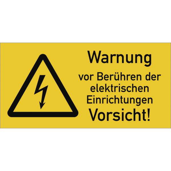 Dreifke® Aufkleber Warnung vor Berühren der elektrischen Einrichtungen, Kombischild,Folie, 74x37 mm