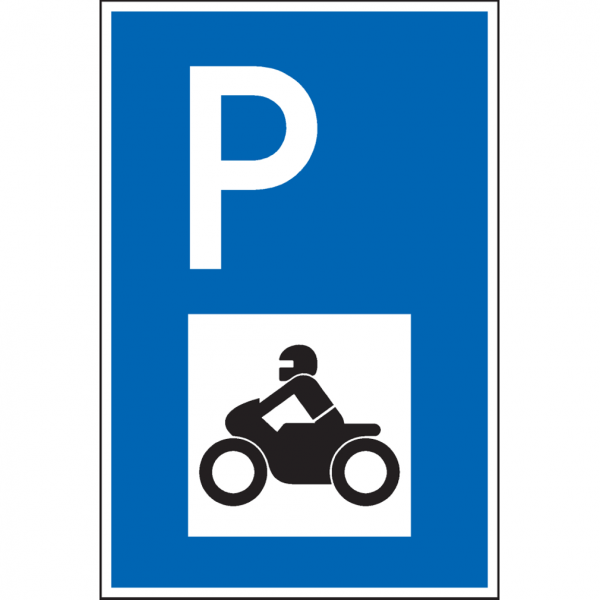 Dreifke® Parkplatzschild mit Motorradsymbol, spitze Ecken, Aluminium, 400x600mm