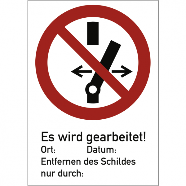 Dreifke® Schild Schalten verboten Es wird gearbeitet! ISO 7010,Kombischild,Kunststoff,210x297 mm
