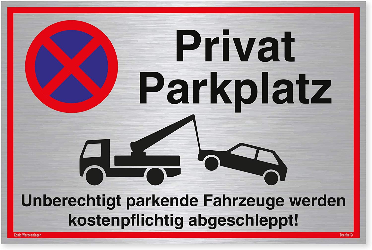 Schild Privatparkplatz Silberstabiles Alu-Schild mit UV-Schutz 30 x 20 cm 