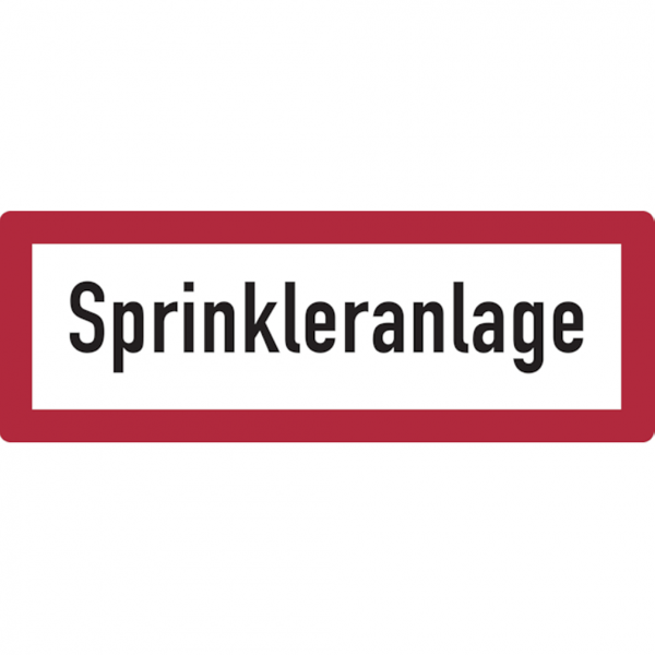Dreifke® Aufkleber Feuerwehrschild, Sprinkleranlage - DIN 4066 | 297x105 mm, 1 Stk