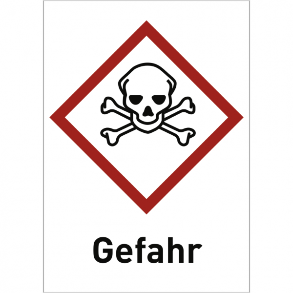 Dreifke® Aufkleber Akute Toxizität (GHS 06) Gefahr, Folie, 74x105 mm