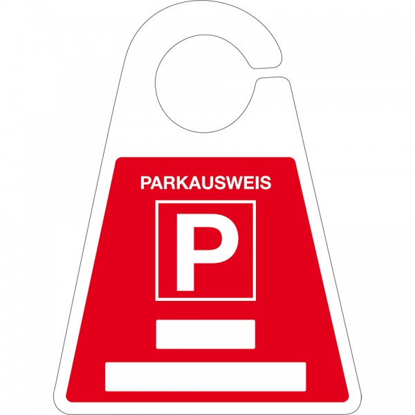 Parkausweis mit Parkplatzzeichen, zum Beschriften, rot, Kunststoff, 120x165mm I 10 Stk
