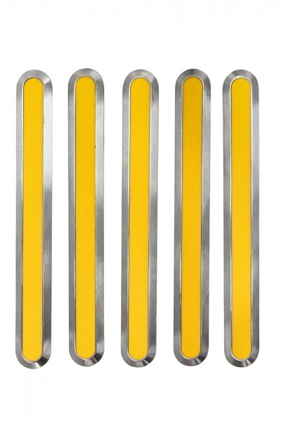 Leitstreifen aus Edelstahl 3,5 x 28,5 cm, Füllung gelb, 10 Stück | Bodenleitsystem, Stufenmarkierung